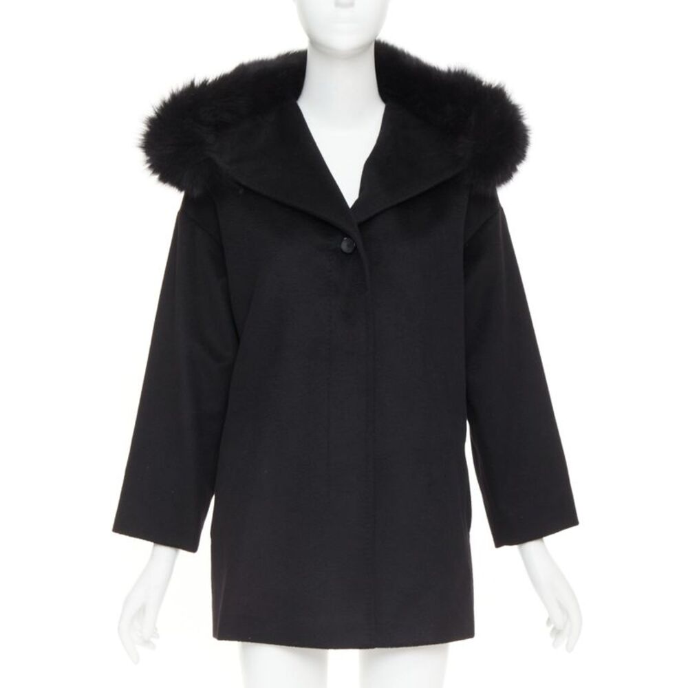 Mara Studio Virgin Wool Fur Trim Coat